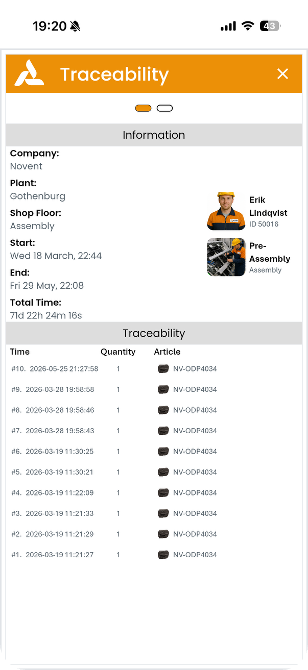 Traceability information view