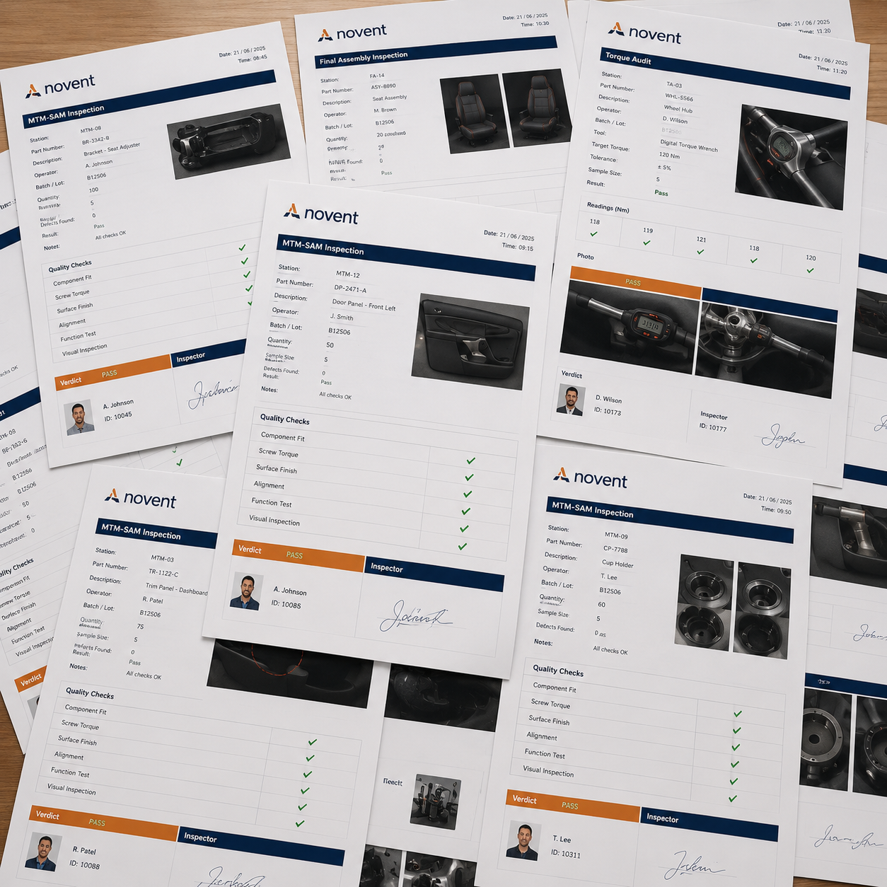 Collect step in factory data workflow: paper forms, spreadsheets, checklists